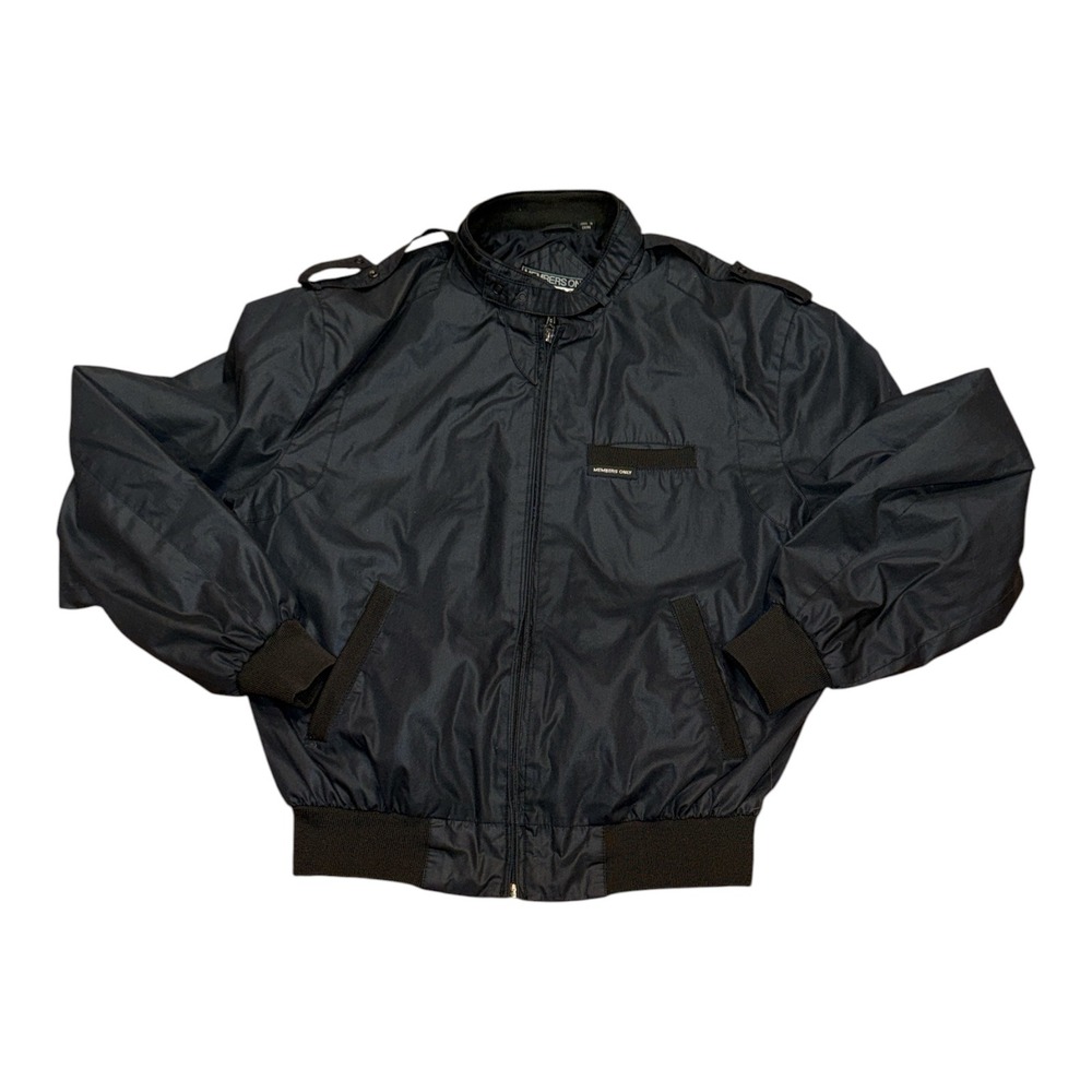 Members Only Mens Black Iconic Racer Jacket Size 40 medium Vintage Style Bomber